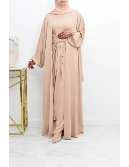 Abaya Dubaï 4 pièces ensemble originale avec tablier Aïd 2022
