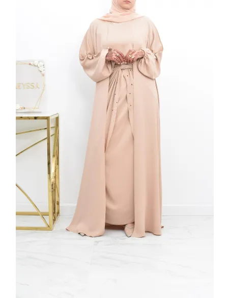 Abaya Dubaï 4 pièces ensemble originale avec tablier Aïd 2022