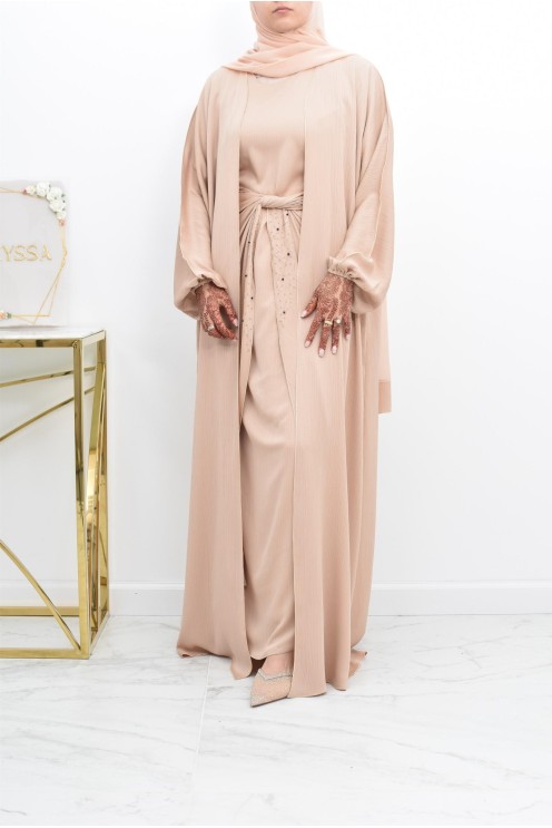 Abaya Dubaï 4 pièces ensemble originale avec tablier Aïd 2022