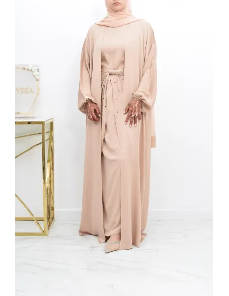 Abaya Dubaï 4 pièces ensemble originale avec tablier Aïd 2022