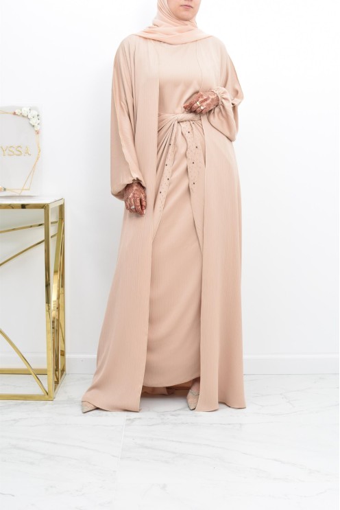 Abaya Dubaï 4 pièces ensemble originale avec tablier Aïd 2022