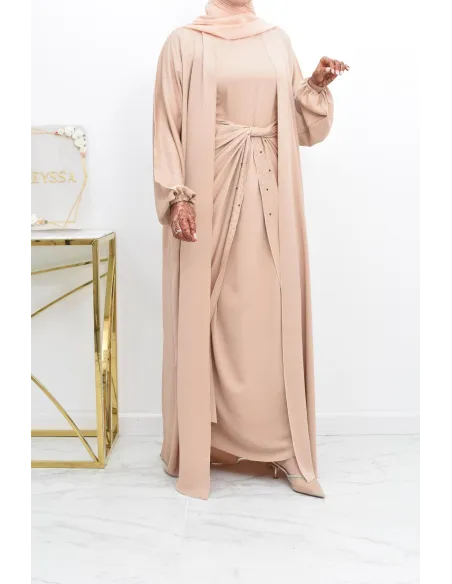 Abaya Dubaï 4 pièces ensemble originale avec tablier Aïd 2022