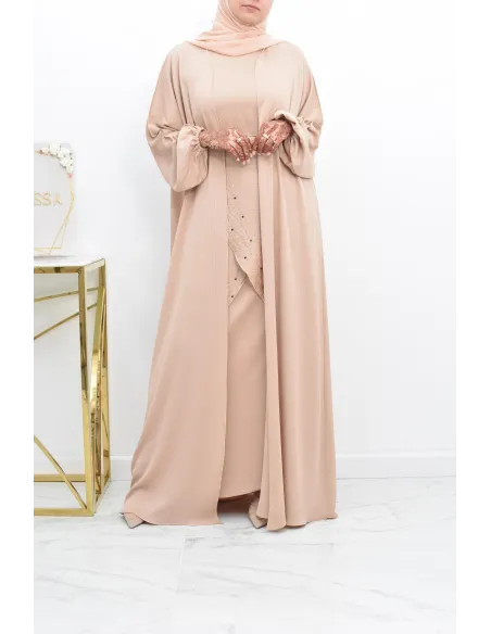 Abaya Dubaï 4 pièces ensemble originale avec tablier Aïd 2022
