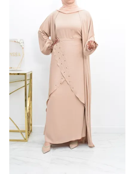 Abaya Dubaï 4 pièces ensemble originale avec tablier Aïd 2022