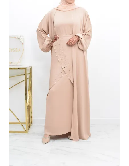 Abaya Dubaï 4 pièces ensemble originale avec tablier Aïd 2022