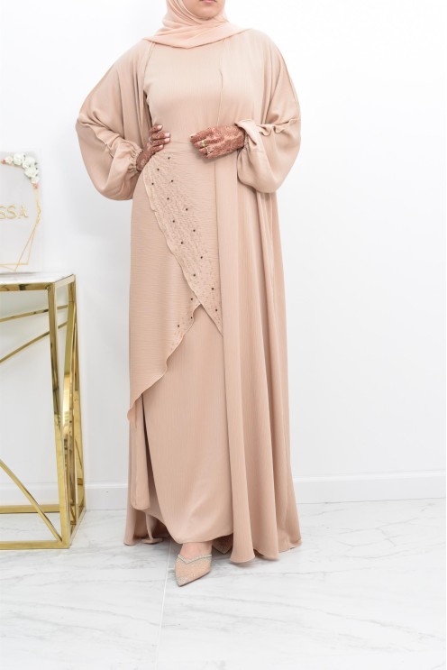 Abaya Dubaï 4 pièces ensemble originale avec tablier Aïd 2022
