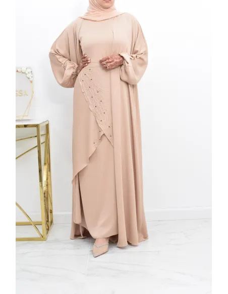 Abaya Dubaï 4 pièces ensemble originale avec tablier Aïd 2022