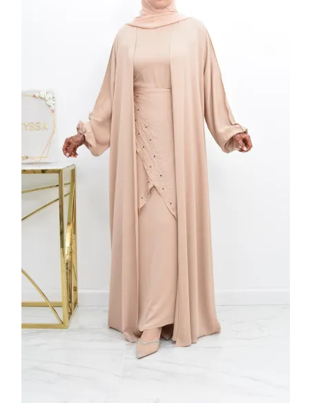 Abaya Dubaï 4 pièces ensemble originale avec tablier Aïd 2022