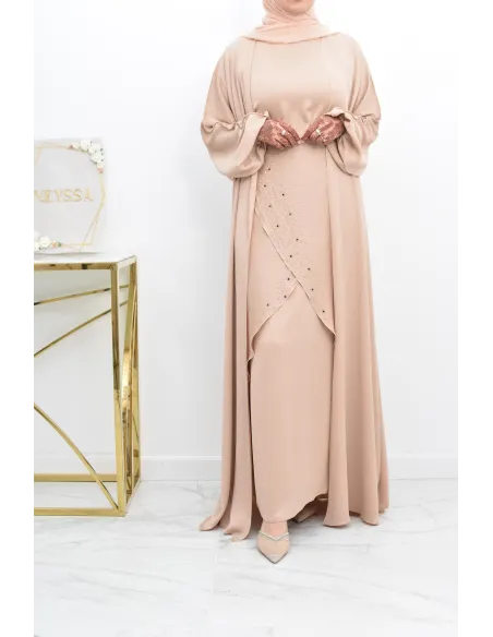 Abaya Dubaï 4 pièces ensemble originale avec tablier Aïd 2022