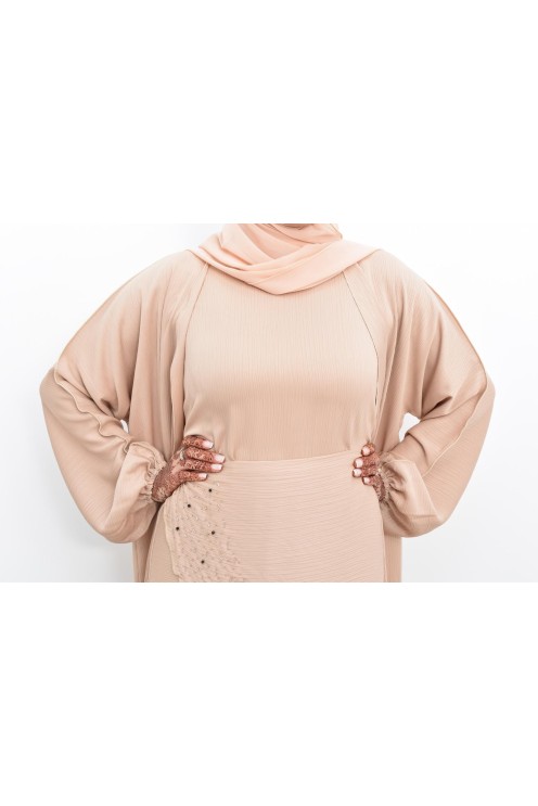 Abaya Dubaï 4 pièces ensemble originale avec tablier Aïd 2022