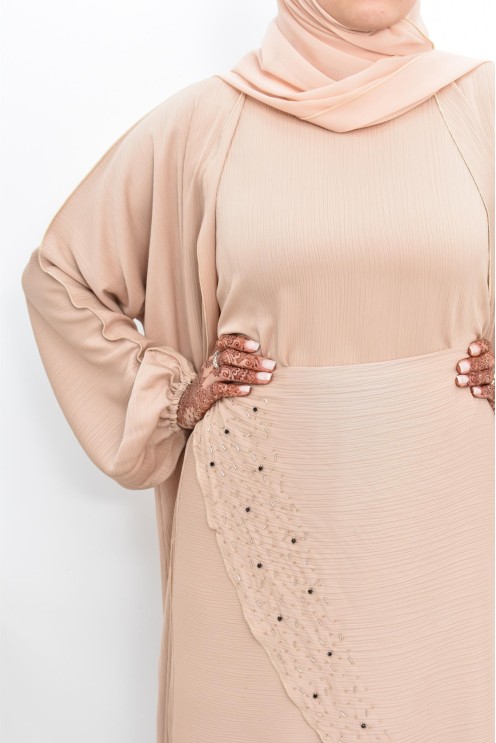 Abaya Dubaï 4 pièces ensemble originale avec tablier Aïd 2022