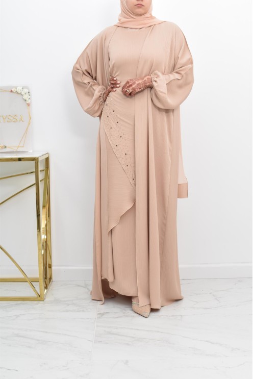 Abaya Dubaï 4 pièces ensemble originale avec tablier Aïd 2022