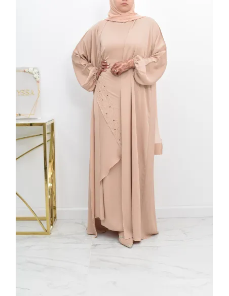 Abaya Dubaï 4 pièces ensemble originale avec tablier Aïd 2022