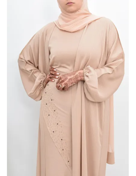 Abaya Dubaï 4 pièces ensemble originale avec tablier Aïd 2022