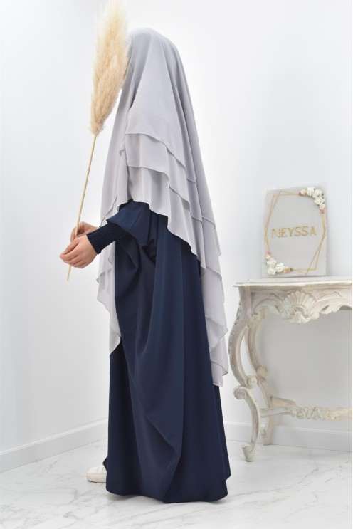 Khimar 3 voiles yemenite en mousseline pour femme musulmane voilée