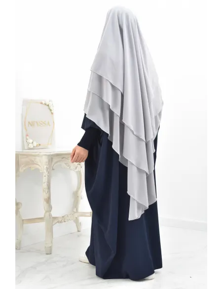 Khimar 3 voiles yemenite en mousseline pour femme musulmane voilée