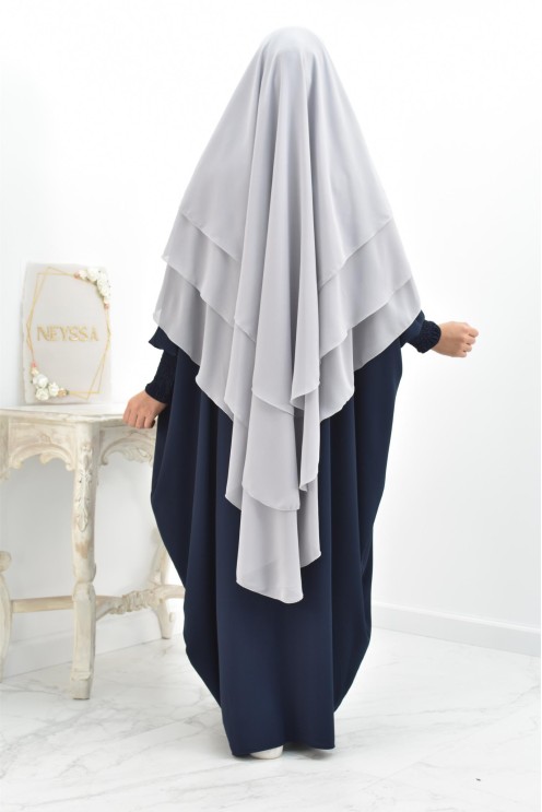 Khimar 3 voiles yemenite en mousseline pour femme musulmane voilée