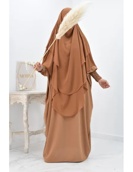 Khimar 3 voiles yemenite en mousseline pour femme musulmane voilée