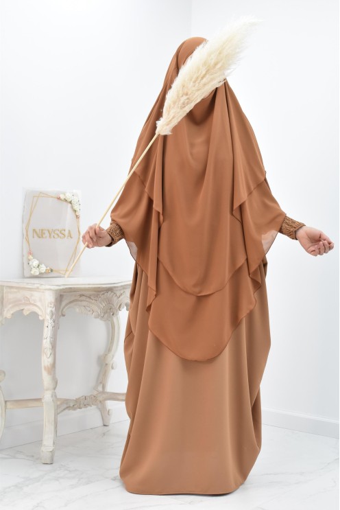 Khimar 3 voiles yemenite en mousseline pour femme musulmane voilée