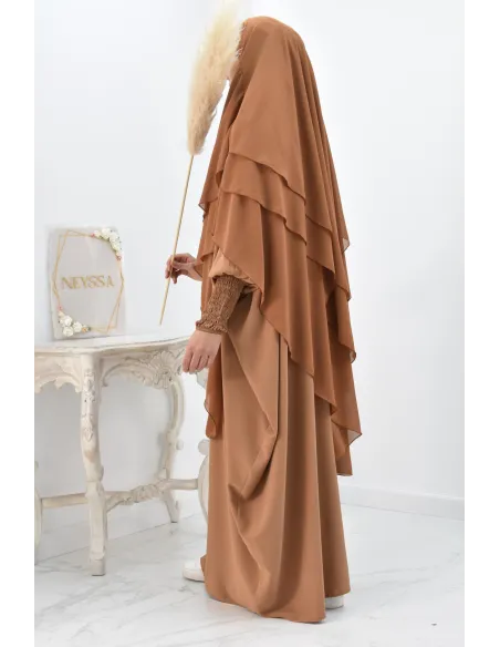 Khimar 3 voiles yemenite en mousseline pour femme musulmane voilée