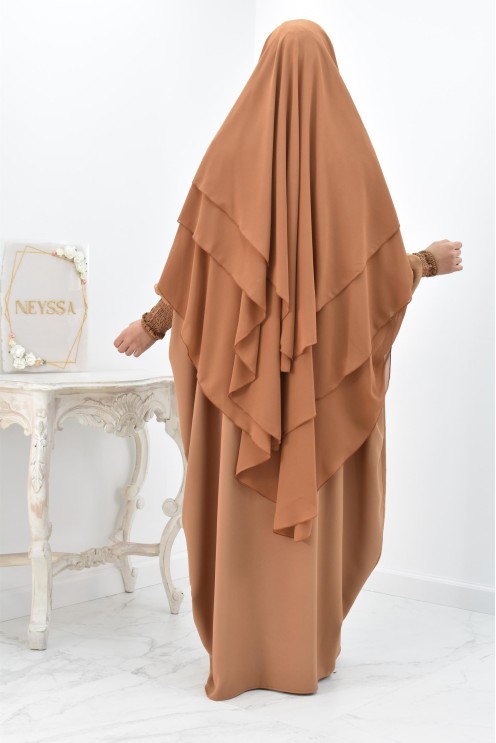 Khimar 3 voiles yemenite en mousseline pour femme musulmane voilée
