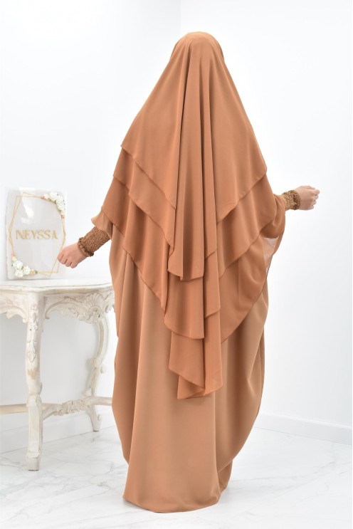 Khimar 3 voiles yemenite en mousseline pour femme musulmane voilée