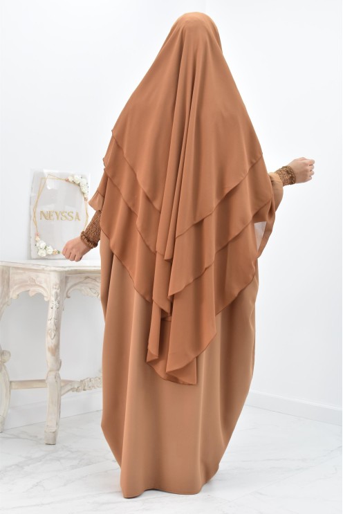 Khimar 3 voiles yemenite en mousseline pour femme musulmane voilée