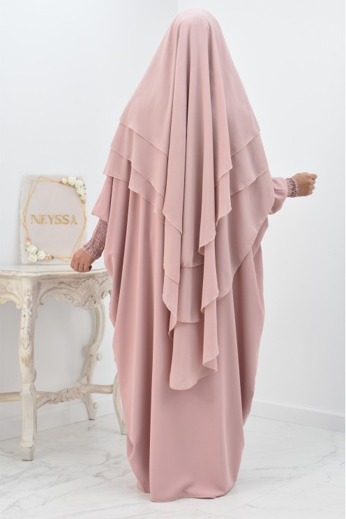 Khimar 3 voiles yemenite en mousseline pour femme musulmane voilée