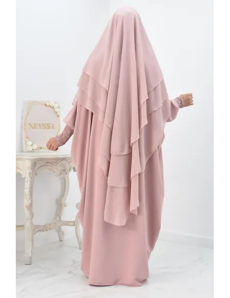 Khimar 3 voiles yemenite en mousseline pour femme musulmane voilée