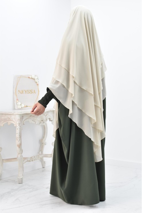 Khimar 3 voiles yemenite en mousseline pour femme musulmane voilée