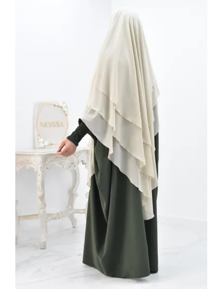 Khimar 3 voiles yemenite en mousseline pour femme musulmane voilée