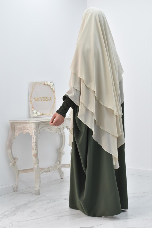 Khimar 3 voiles yemenite en mousseline pour femme musulmane voilée