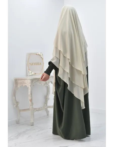 Khimar 3 voiles yemenite en mousseline pour femme musulmane voilée