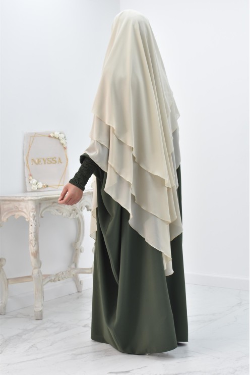Khimar 3 voiles yemenite en mousseline pour femme musulmane voilée