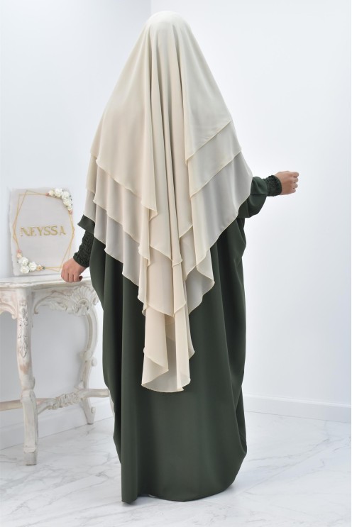 Khimar 3 voiles yemenite en mousseline pour femme musulmane voilée