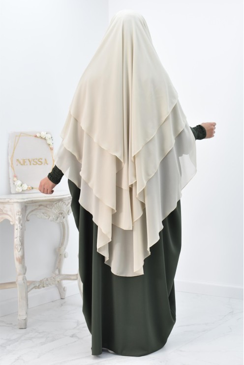 Khimar 3 voiles yemenite en mousseline pour femme musulmane voilée