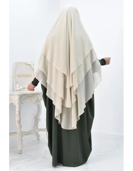 Khimar 3 voiles yemenite en mousseline pour femme musulmane voilée