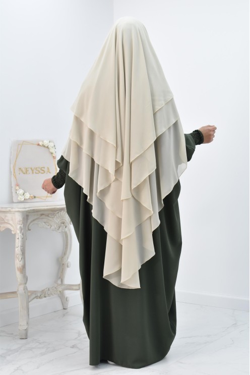 Khimar 3 voiles yemenite en mousseline pour femme musulmane voilée