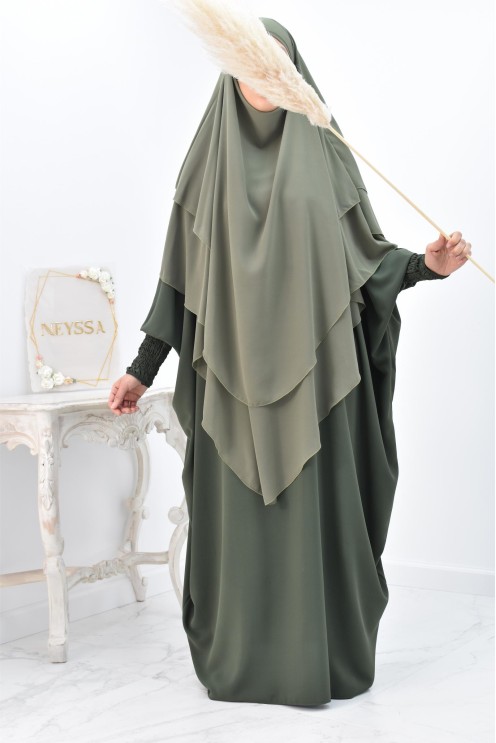 Khimar 3 voiles yemenite en mousseline pour femme musulmane voilée