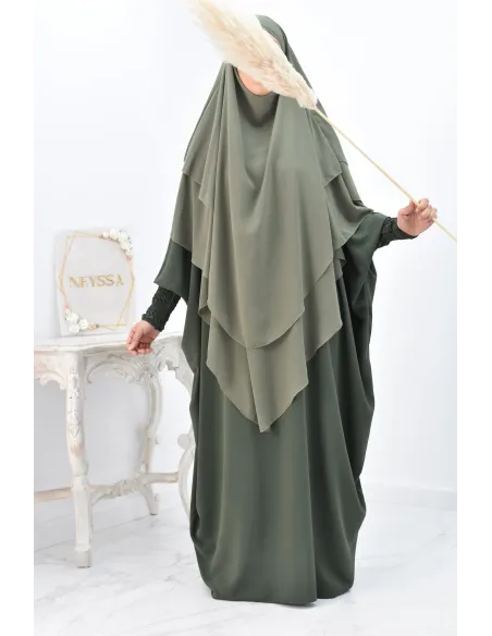 Khimar 3 voiles yemenite en mousseline pour femme musulmane voilée