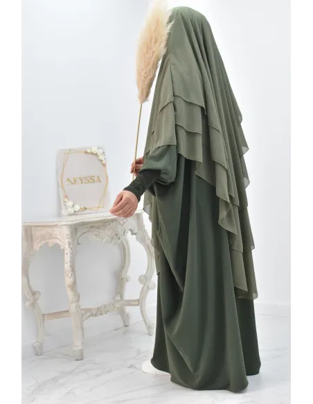 Khimar 3 voiles yemenite en mousseline pour femme musulmane voilée