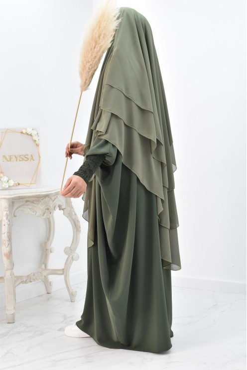 Khimar 3 voiles yemenite en mousseline pour femme musulmane voilée