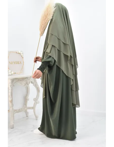 Khimar 3 voiles yemenite en mousseline pour femme musulmane voilée