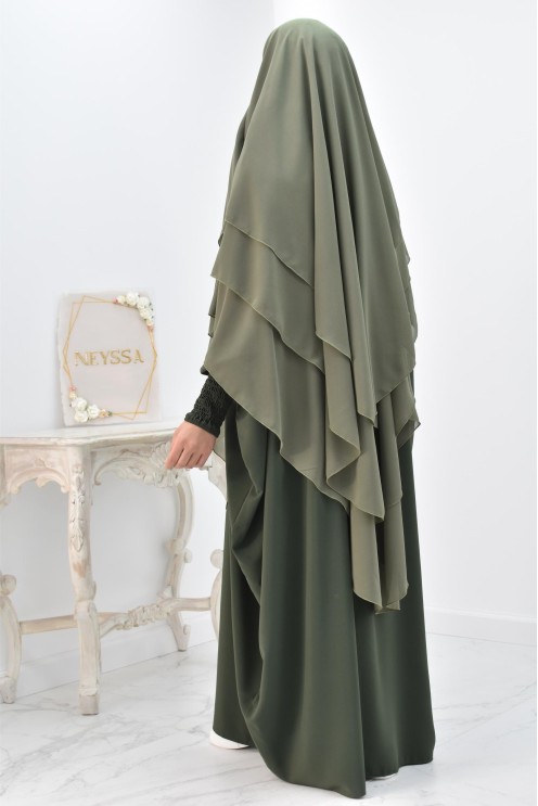 Khimar 3 voiles yemenite en mousseline pour femme musulmane voilée