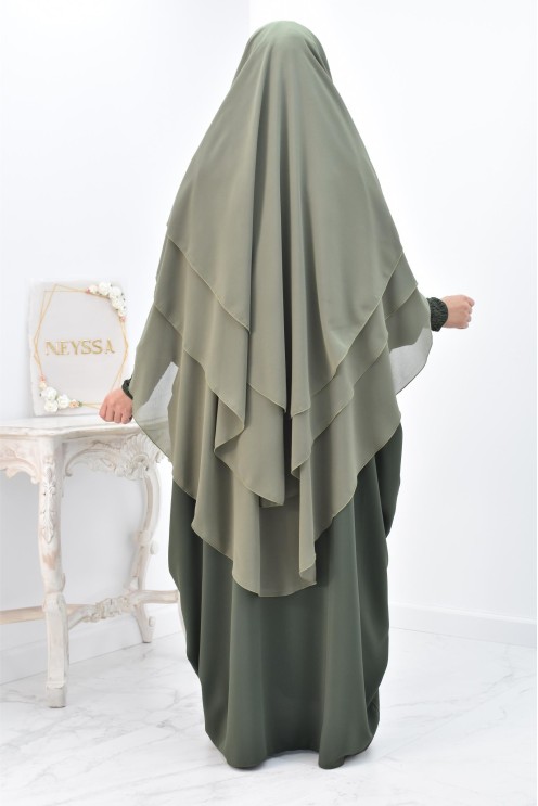 Khimar 3 voiles yemenite en mousseline pour femme musulmane voilée