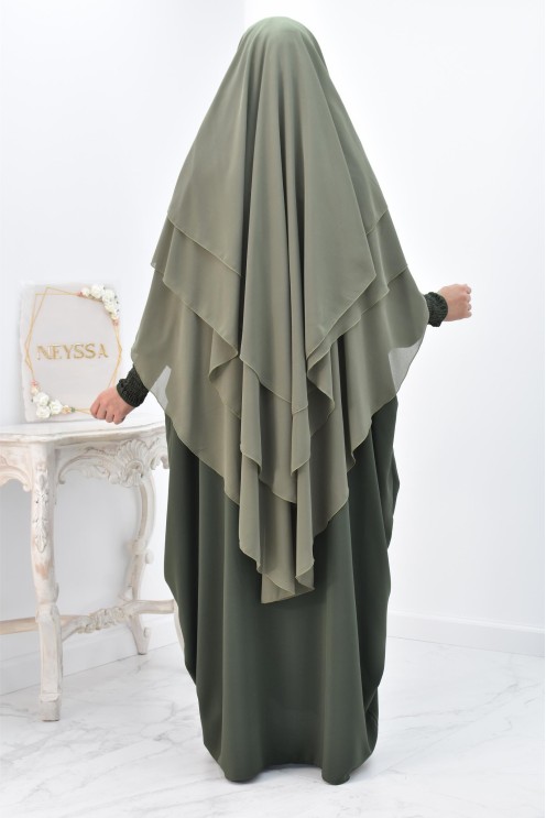 Khimar 3 voiles yemenite en mousseline pour femme musulmane voilée