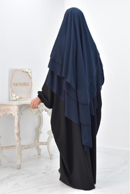 Khimar 3 voiles yemenite en mousseline pour femme musulmane voilée