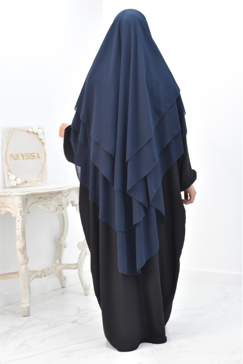 Khimar 3 voiles yemenite en mousseline pour femme musulmane voilée