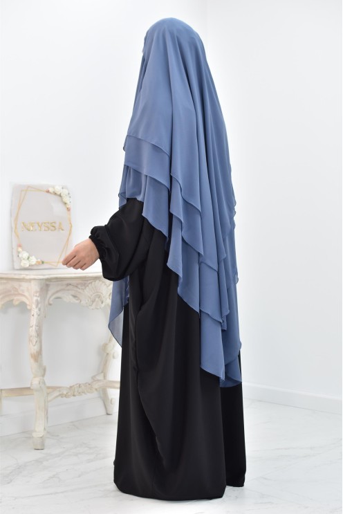 Khimar 3 voiles yemenite en mousseline pour femme musulmane voilée