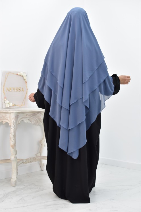 Khimar 3 voiles yemenite en mousseline pour femme musulmane voilée